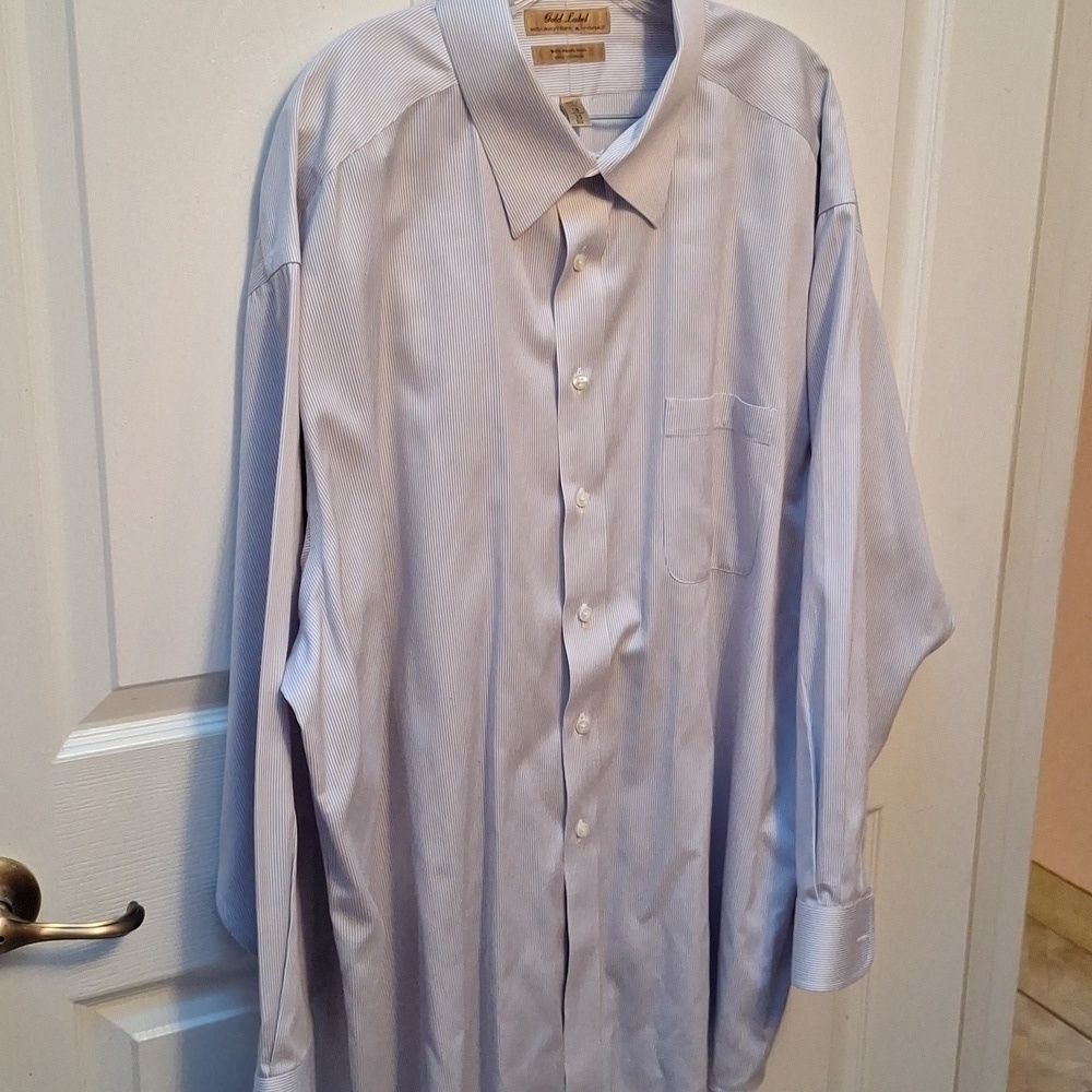 F mens Gold Label Roundtree Yorke long sleeve dress shirt size 19. EUC